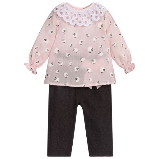 Piccola Speranza-Pink & Grey Trousers Set | Childrensalon Outlet