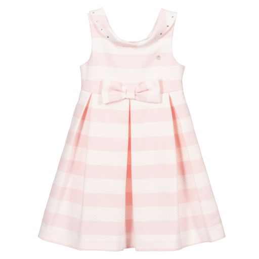 Piccola Speranza-Pink & White Striped Bow Dress | Childrensalon Outlet