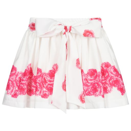 Piccola Speranza-White & Pink Floral Skirt | Childrensalon Outlet