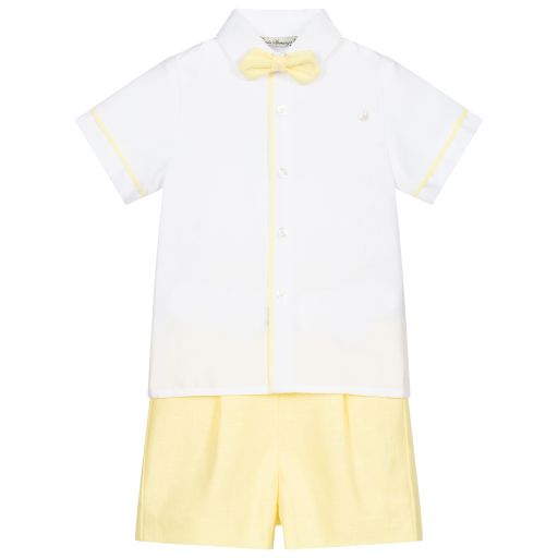 Piccola Speranza-Shorts-Set in Weiß und Gelb | Childrensalon Outlet