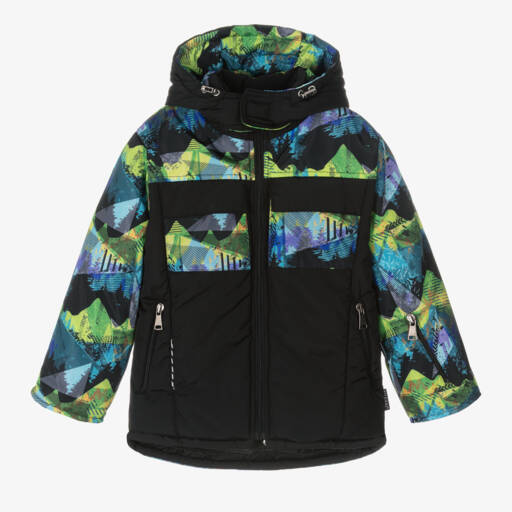 Pilguni-Boys Black Graphic Ski Coat | Childrensalon Outlet
