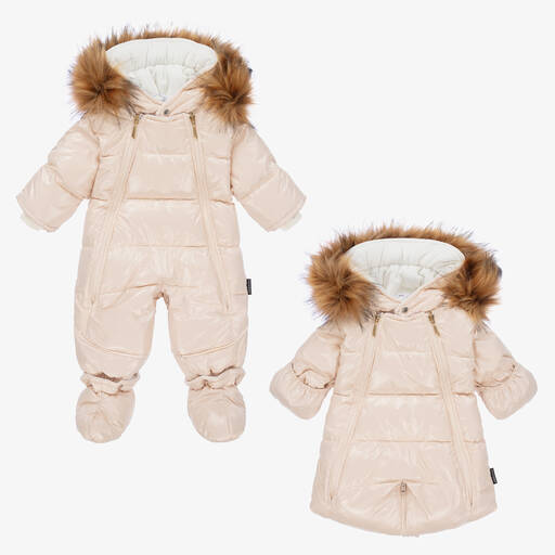 Pilguni-Ecrufarbener 2-in-1-Schneeanzug (B) | Childrensalon Outlet