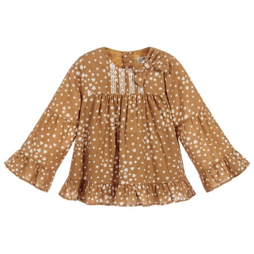 Pili Carrera-Girls Beige Cotton Blouse | Childrensalon Outlet