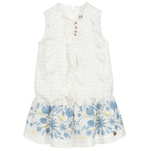 Pili Carrera-Girls Ivory Linen Dress | Childrensalon Outlet