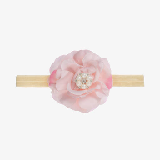 Cute Cute-Pink Silk Rose with Diamanté & Pearl Headband | Childrensalon Outlet