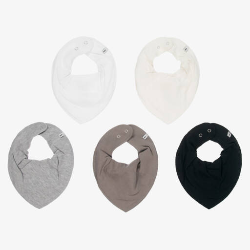 Pippi-Grey Organic Cotton Baby Bibs (5 Pack) | Childrensalon Outlet