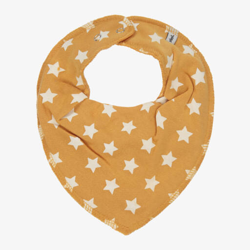 Pippi-Yellow Organic Cotton Star Print Bandana Baby Bib | Childrensalon Outlet