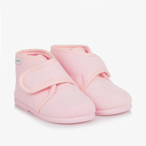 Pisamonas-Girls Rosy Corduroy Cozy Slippers | Childrensalon Outlet