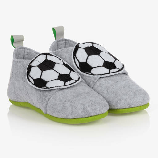 Playshoes-Boys Grey Football Slippers | Childrensalon Outlet