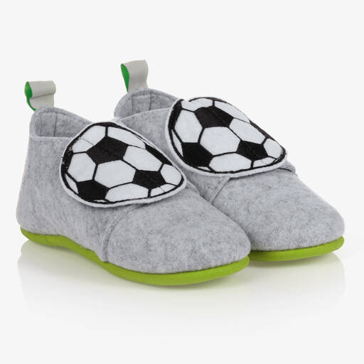 Playshoes-Graue Fußball-Hausschuhe (J) | Childrensalon Outlet