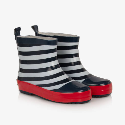 Playshoes-Boys Navy Stripe Wellies | Childrensalon Outlet