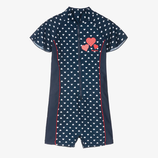 Playshoes-Girls Blue Polka Dot Sun Suit (UPF50+) | Childrensalon Outlet