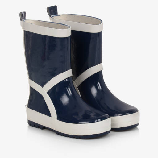 Playshoes-Girls Navy Reflective Wellies | Childrensalon Outlet