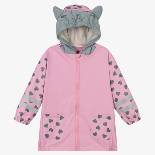 Playshoes-Girls Pink & Heart Raincoat | Childrensalon Outlet