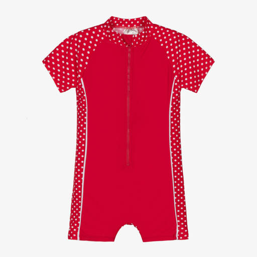 Playshoes-Girls Scarlet Dotted Swim Suit | Childrensalon Outlet