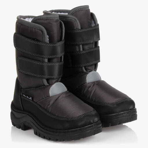 Playshoes-Grey Velcro Snow Boots | Childrensalon Outlet