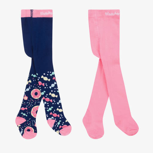 Playshoes-Pink & Blue Tights (2 Pack) | Childrensalon Outlet