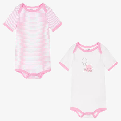 Playshoes-Pink & White Bodyvests (2 Pack) | Childrensalon Outlet
