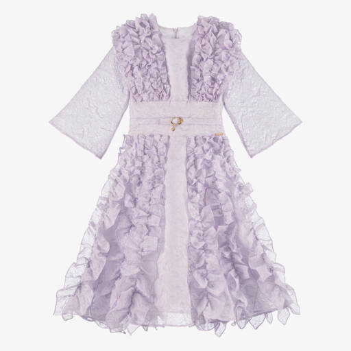 POCA & POCA-Платье из органзы с воланами для девочек лилового цвета | Childrensalon Outlet