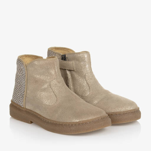 Pom d'Api-Bottines doré scintillant en cuir | Childrensalon Outlet