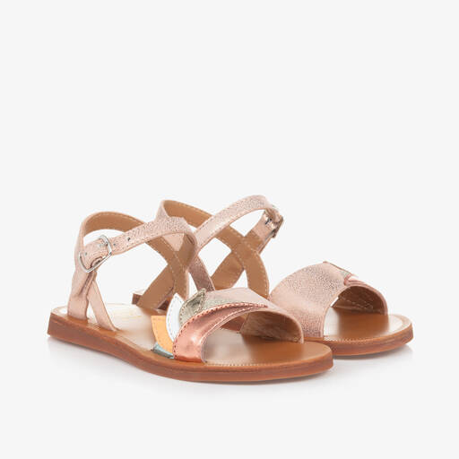 Pom d'Api-Girls Rose Gold Leather Sandals | Childrensalon Outlet