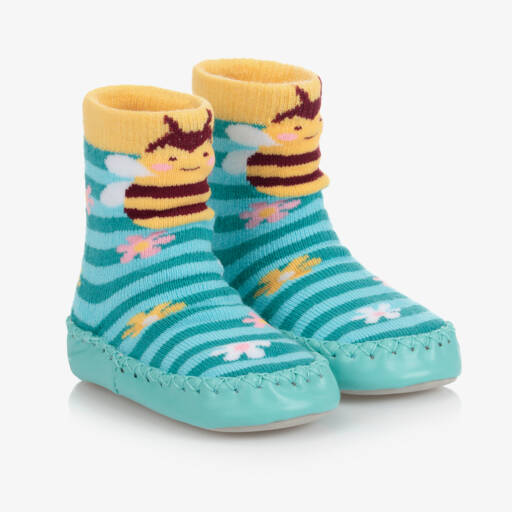 Powell Craft-Boys Blue Bumblebee Cozy Slip-Ons | Childrensalon Outlet