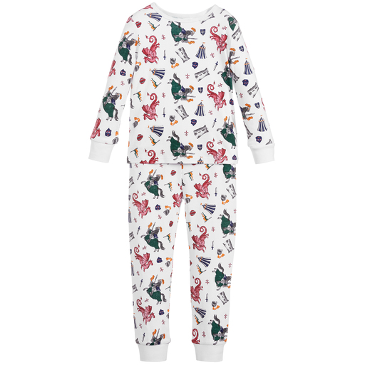 Powell Craft-Boys White Cotton Pyjamas | Childrensalon Outlet