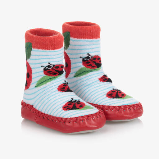 Powell Craft-Girls Red Ladybird Slipper Socks | Childrensalon Outlet