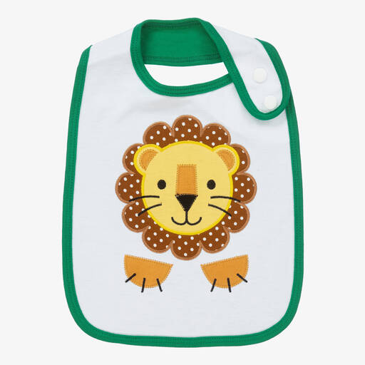 Powell Craft-مريلة "وجه الأسد" قطن لون أبيض للأطفال | Childrensalon Outlet