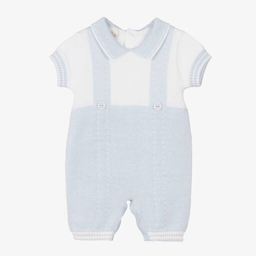 Pretty Originals-Baby Boys Blue Cotton Knit Shortie | Childrensalon Outlet