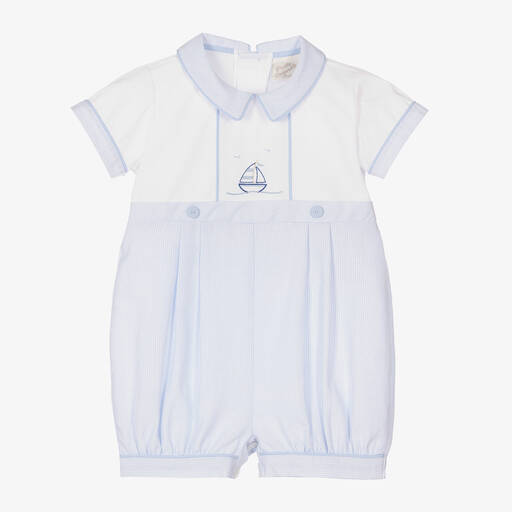 Pretty Originals-Baby Boys Blue Stripe Cotton Shortie | Childrensalon Outlet