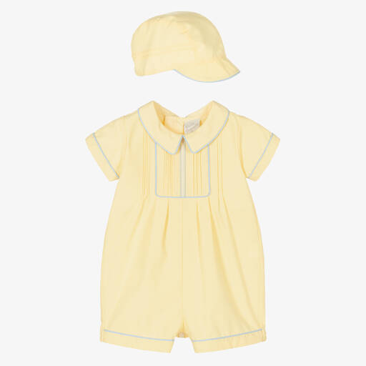 Pretty Originals-Baby Boys Yellow Shortie & Hat Set | Childrensalon Outlet