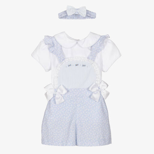 Pretty Originals-Ensemble salopette courte bleue | Childrensalon Outlet