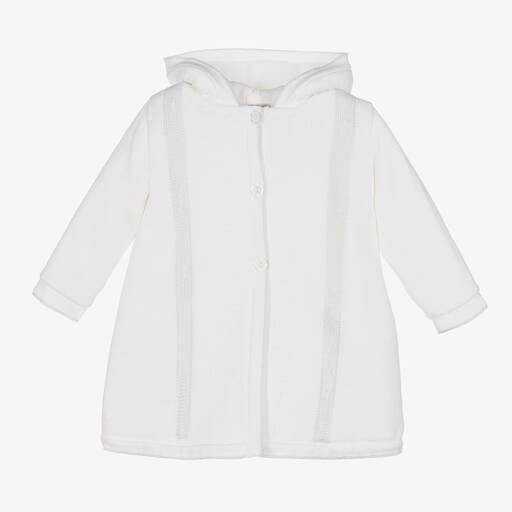 Pretty Originals-Baby Girls White Knitted Coat | Childrensalon Outlet
