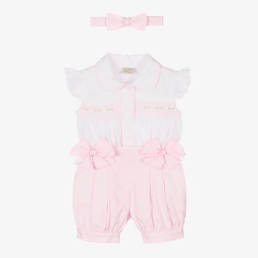 Pretty Originals-Baby-Shorts-Set in Weiß und Rosa | Childrensalon Outlet