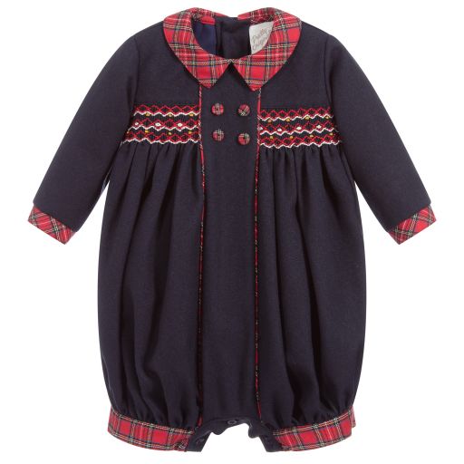 Pretty Originals-Blue & Red Smocked Shortie | Childrensalon Outlet