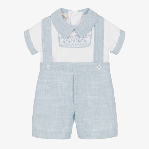 Pretty Originals-Boys Blue Smocked Shorts Set | Childrensalon Outlet