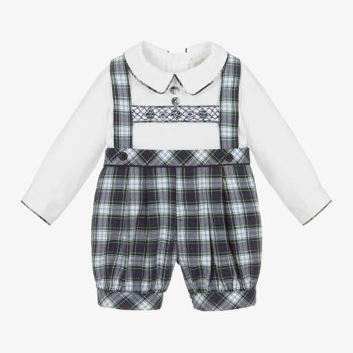 Pretty Originals-Boys Navy Check Shorts Set | Childrensalon Outlet