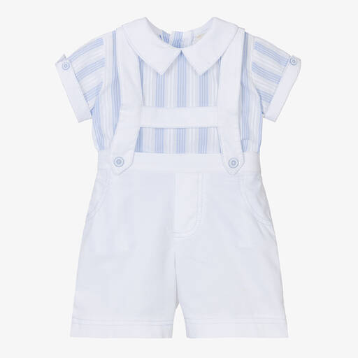 Pretty Originals-Boys White Cotton Shorts Set | Childrensalon Outlet
