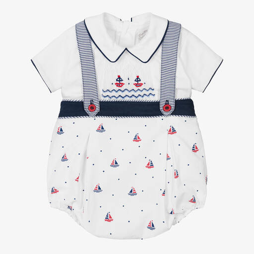 Pretty Originals-Boys White Cotton Shorts Set | Childrensalon Outlet