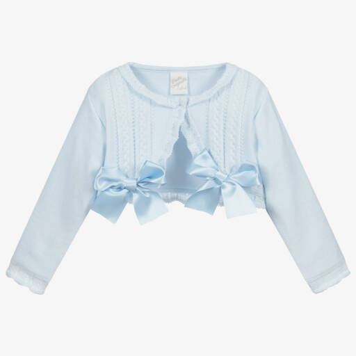 Pretty Originals-Girls Blue Cotton Knit Cardigan | Childrensalon Outlet