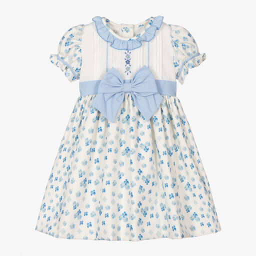 Pretty Originals-Girls Blue & Ivory Floral Dress | Childrensalon Outlet