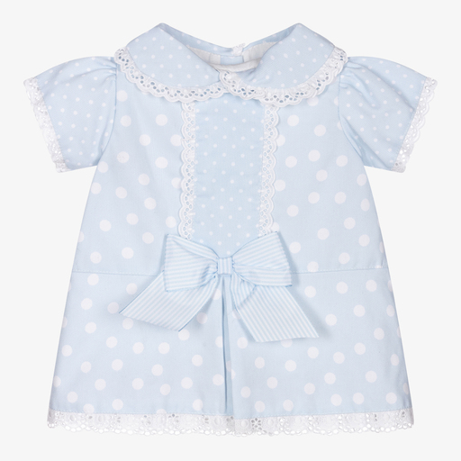 Pretty Originals-Girls Blue Polka Dot Dress | Childrensalon Outlet