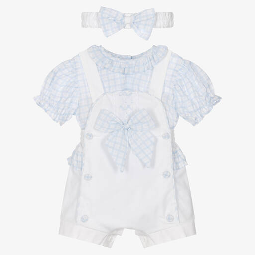 Pretty Originals-Girls Blue & White Shorts Set | Childrensalon Outlet