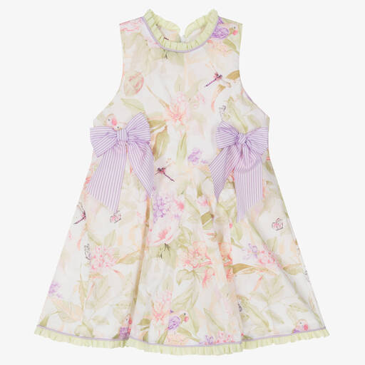 Pretty Originals-Girls Ivory & Green Floral Cotton Dress | Childrensalon Outlet