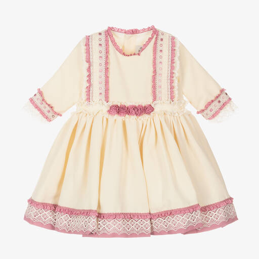 Pretty Originals-Girls Ivory & Purple Lace Dress | Childrensalon Outlet