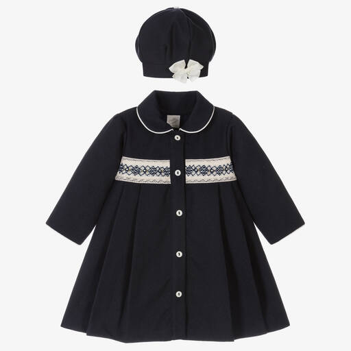 Pretty Originals-Girls Navy Blue Coat & Hat Set | Childrensalon Outlet