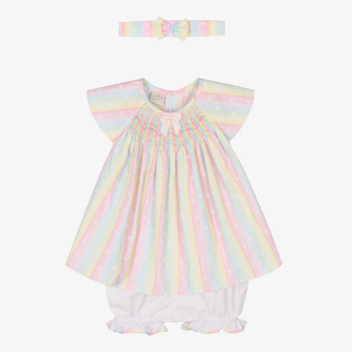 Pretty Originals-Girls Pink & Blue Smocked Dress Set | Childrensalon Outlet