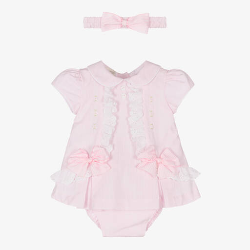 Pretty Originals-Girls Pink Cotton Dress Set | Childrensalon Outlet