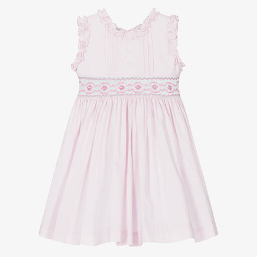 Pretty Originals-Girls Pink Hand-Smocked Cotton Dress | Childrensalon Outlet